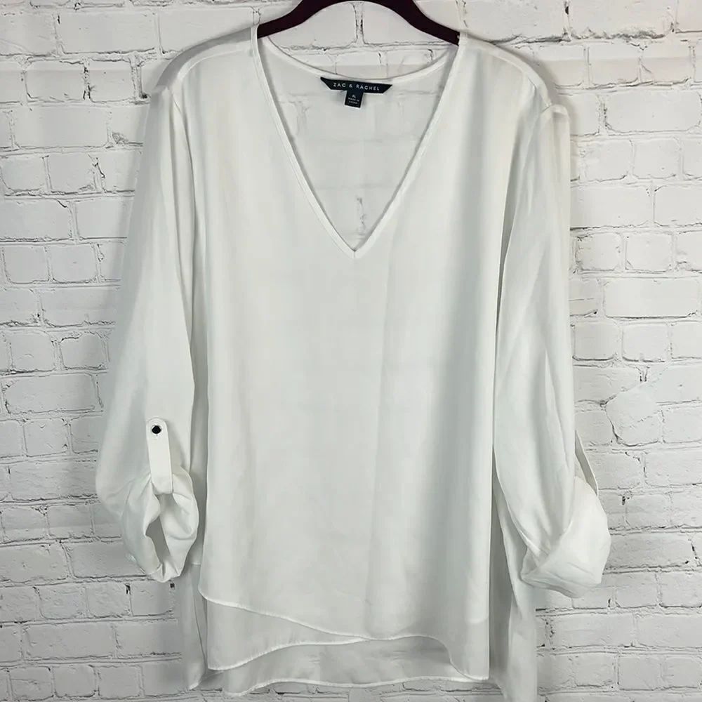 Zac & Rachel Sheer White Blouse Size XL
